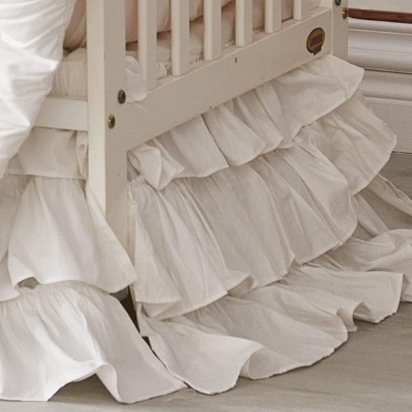 Brandream Crib Skirt Triple Layer Cotton Nursery Bed Skirt for Baby Girls