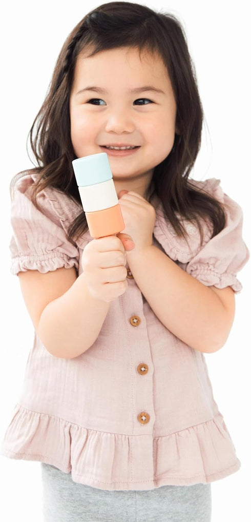 1 Pearhead Wooden Stacking Toy Ice Cream Mix & Match Pretend Play Food, FSC-Certified, Montessori Toy Develops Fine