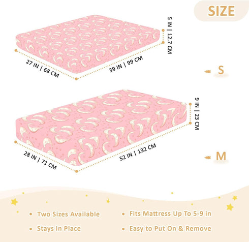 miaozhen 1 Pack 52x28 Cotton Baby Crib Sheets for Boys Girls Soft Comfy Moon Vintage Valentines Playard Mattress Sheets