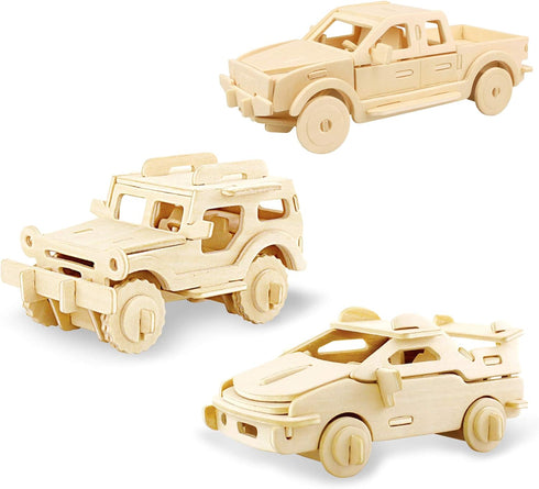 Georgie Porgy 3D Wooden Puzzles for Kids - Construction Woodcraft Kits DIY Model Puzzle Kits Pack of 3