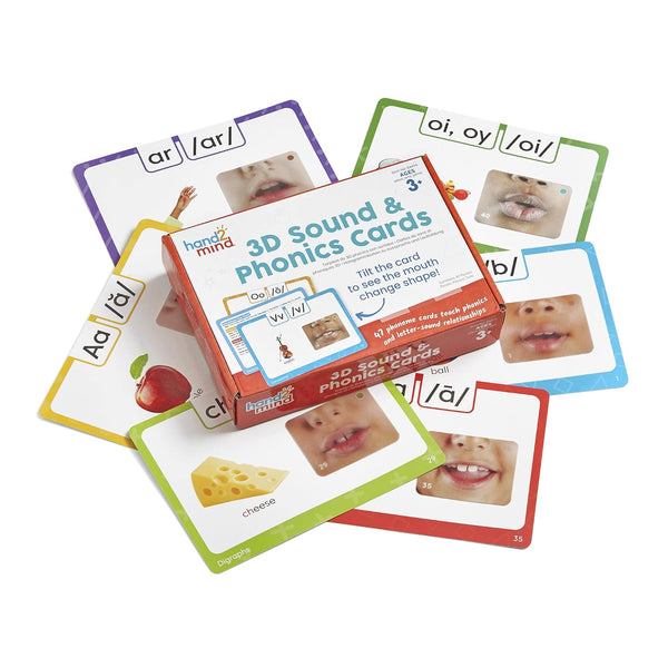 hand2mind 3D Sound and Phonics Cards, Phonemic Awareness Flash Cards for Kindergarten, Speech Therapy Toys