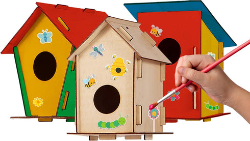 9 DIY Bird House Kits for Children to Build, Unfinished Wood Birdhouses for Kids to Paint