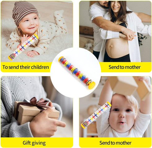 Rainmaker 12 inch Rattle Tube - Music Sensory Auditory Instrument Toy for Babies - Yellow Color