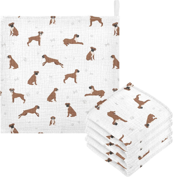 vvfelixl Baby Cotton Washcloths Boxer Dog Infants Bath Towel for Unisex Puppy