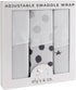 Set 3 Pack 0-3 Ely's & Co. Adjustable Swaddle Blanket Infant Baby Wrap Grey and Black Months