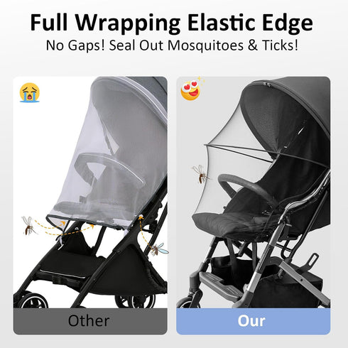Cheermomo 2-in-1 3D Stroller Cover, Baby Mosquito Net for Stroller with Sun Shade, Stroller Accessories - UV Protection