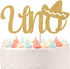 Spanish Uno Cake Topper Fiesta Party Decor for Mexican 1st Birthday Decoration, Gold Glitter