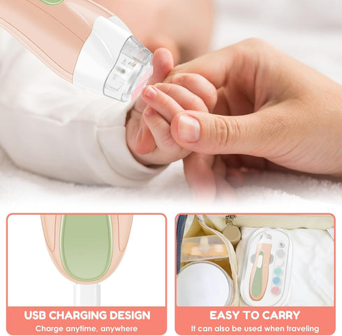FALESOUL Trimmer 6 Baby Nail Electric Baby Nail File, Baby Nail Clippers with Grinding Heads & LED Light, Safe & Easy