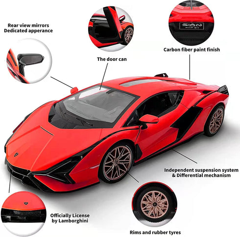 RASTAR RC Car 1/14 Scale 2.4Ghz Lamborghini Sian FKP 37, Radio Remote Control Toy Car Model Vehicle (Red)