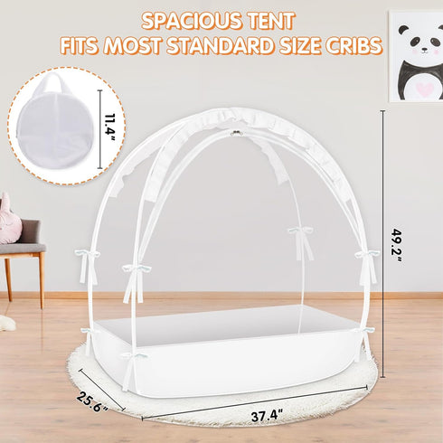 Zkaitoy Pack N Play Tent - Mini Crib Tent to Keep Baby from Climbing Out - Crib Net to Keep Baby in - Pop Up Breathable