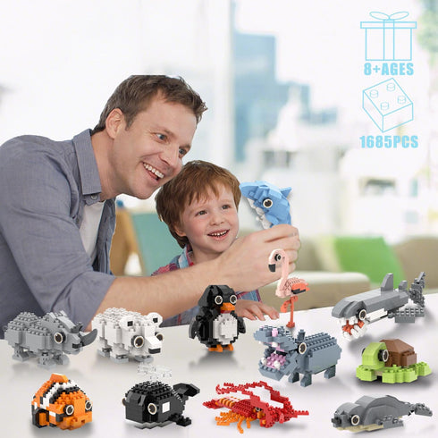8-12, 1635PCS-12 Set, 8 9 10 11+ Party Favors for Kids Kinds of Animals Building Block Toy, Easter Gifts Goodie Bags