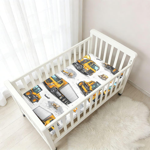 CZXW 52" 28" Construction Vehicles Crib Sheets Fitted x Natural Cotton Soft & Breathable for Baby Crib Mattress