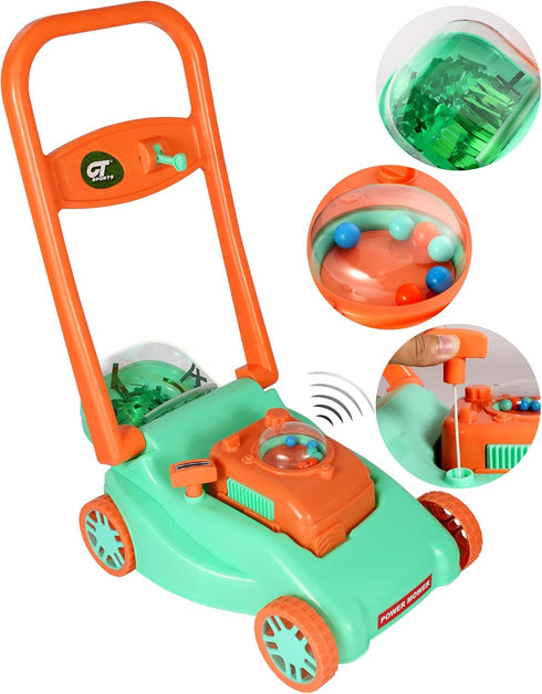 Kids Lawn Mower, No Batteries Required Toddler Lawn Mower with Realistic Grass-Cutting Action and Sounds for Outdoor