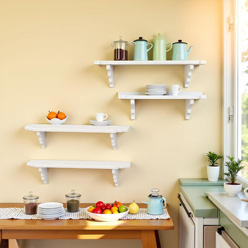 YuanHolumid 2Pcs Accessories,1:12 White Dollhouse Wall Shelf,Doll House Storage Wall Shelf for Kitchen Scene Dollhouse