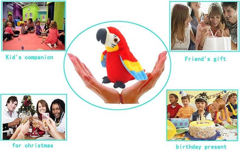 Vincilee Talking Parrot Toy – Funny Learning Helper, Multifunctional Electric Plush, Repeats What You Say