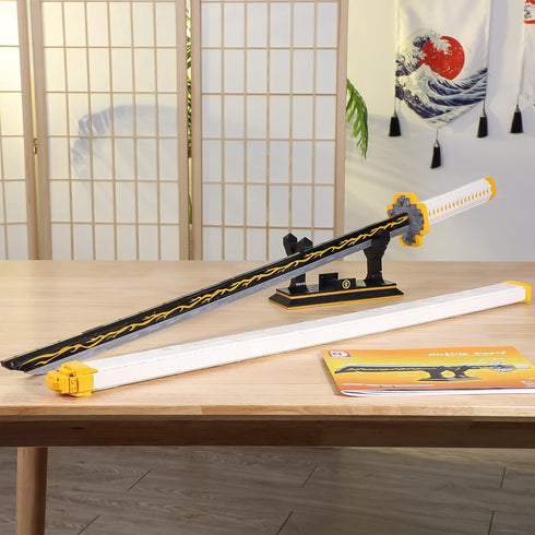 TOY PLAYER Swords Compatible with Lego, Agatsuma Zenitsu Sword with Scabbard and Stand, Katana Building Set