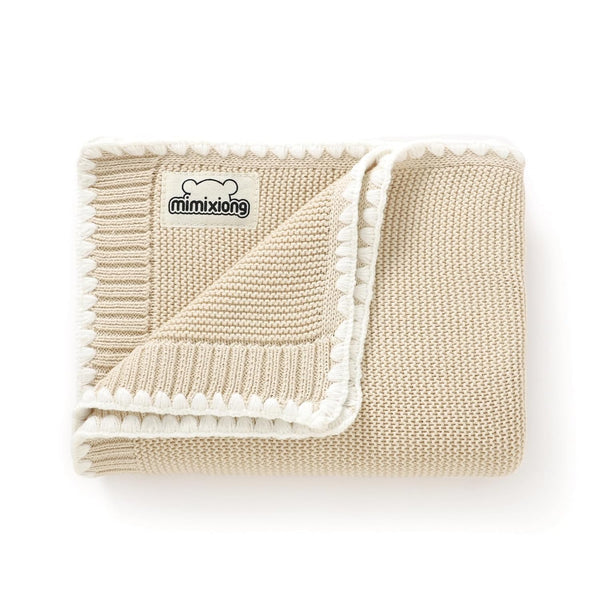 mimixiong Cotton Baby Blanket for Nursery Swaddling - Gender Neutral Shower Gift Registry for Baby Camel 40 x 30 Inch