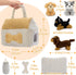 8-Piece Set, 9.8 Inch Set 4 Muiteiur Dog House Plush Plush Dog House with Cute Puppies, Magic Gate, Bottle, Bed Pad