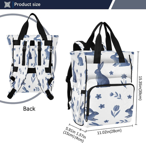 BOESI Backpack, Mommy Backpack Ink-wash Rabbit Diaper Bag Bag, Multifunctional Diaper Bag, Travel