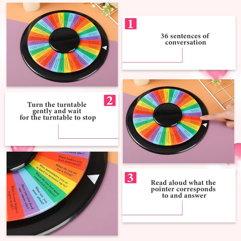 Adult Conversation Starter Ice Breaking Team Games - 9.4 Inch Table Prize Wheel for Team Building Work Office