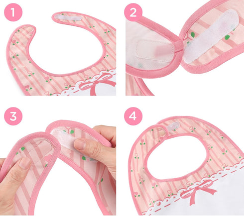 Littleforbig Cotton Waterproof Babydoll Printed Pink Floral Adult Bib with Adjustable Velcro Closure