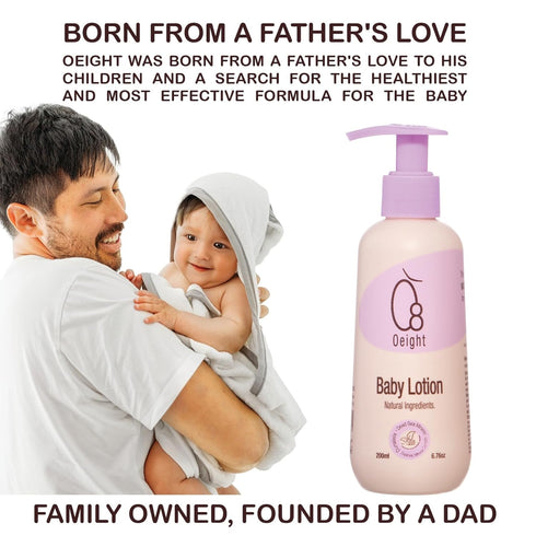 Oeight Baby Lotion is a natural body lotion for newborns and infants, ideal for sensitive skin. This gentle moisturizer