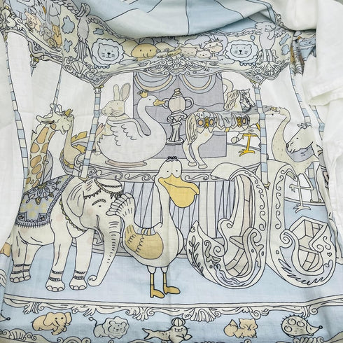 HGHG New Carousel Swaddles Soft Baby Muslin Swaddle Blanket (carousel blue) by HGHG