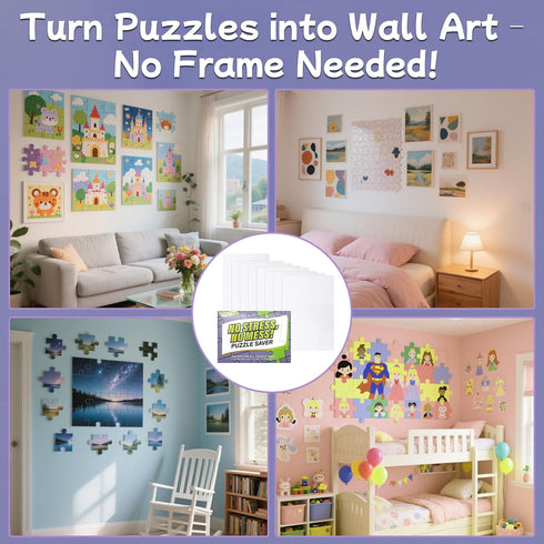 KIAFUM 8pcs 1000 Adhesive Puzzle Saver Sheets, Puzzles Glue Sheets, Peel and Stick Puzzle Sticker Sheets Preserve