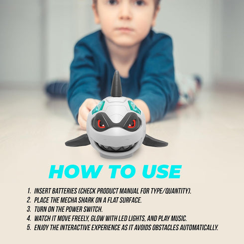 puzgic 3 4 5 6 7 8 Shark Toy Interactive Crawling Shark Toys with Music and Lights for Kids, Auto-Direction Change