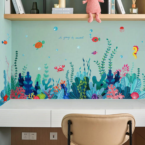 Amaonm Creative Cartoon Removable 3D Under The Sea World Wall Stickers for Nursery Room
