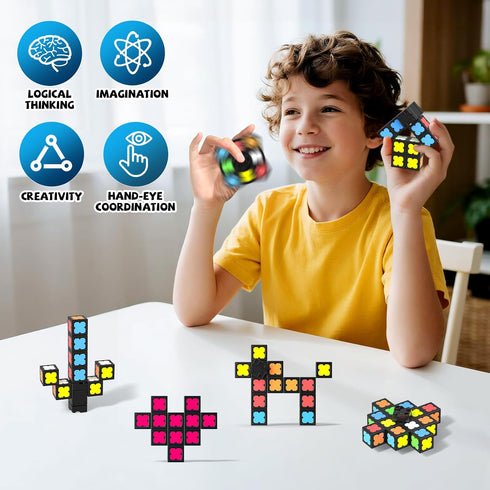 Mini-13 2x2x2 Cube-4 1 Magnetic Fidget Spinner Blocks, Glow Magnet Cube & Transformable Fidget Spinner & Infinity Cube