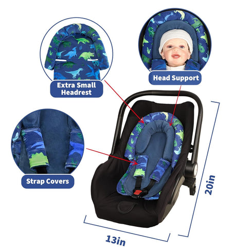 2-in-1 Set Baby Car Seat Head Support with Extra Headrest, Babybody Supports with Shoulder Pads for Newborn, Adjustable