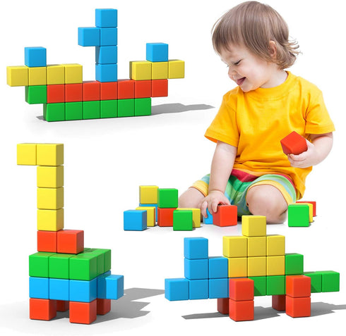Magnetic Blocks - 1.34 inch Large Magnetic Building Blocks, 3D Cubes for Toddlers, Educational Construction Kit
