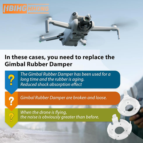Gimbal Shock Absorption Rubber Replacement for DJI Mini 4 Pro, Camera Shock Absorber Drones Accessories Parts with Tools