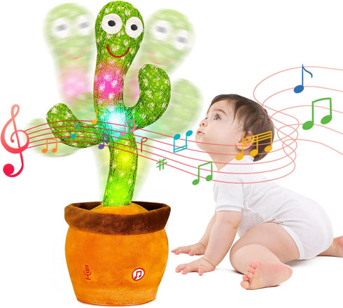 Dancing & Singing Cactus Baby Toy, Repeats What You Say with Adjustable