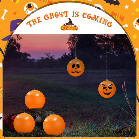 50 Pcs Halloween Pumpkin Inflatable Balls, Outdoor Decorations for Birthday Party, DIY Pumpkin Props