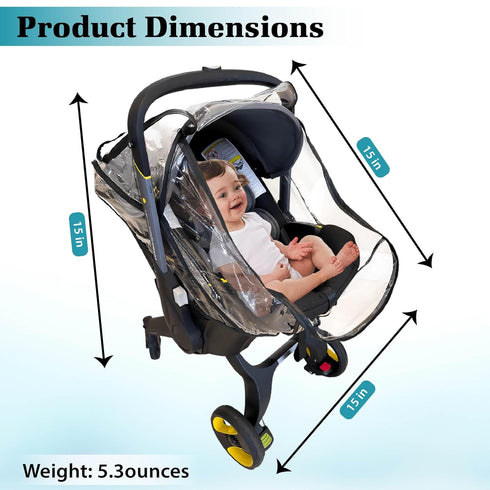 Car Seat Rain Cover Universal Baby Stroller Accessory for Any Type of Car Seat Waterproof Compatible with Doona Stroller Protect from Dust Snow Wind 1 Pcs
