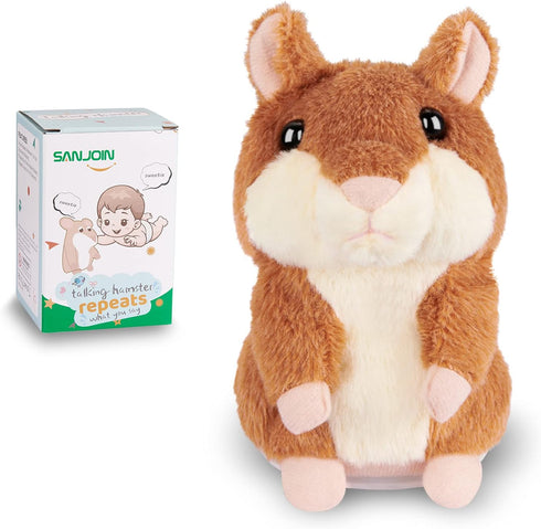 Kids Talking Hamster Toy for Ages 2-4, Interactive Plush Repeating Toy, Birthday Gift (Brown)