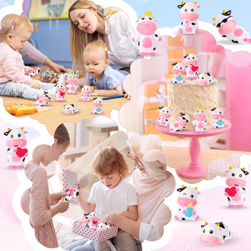 36 Swimming Jenaai Pcs Cute Rubber Cows Bulk Squeak Floating Cow for Kids Bath Toys Rubber Animals Shower Bathtub Toy