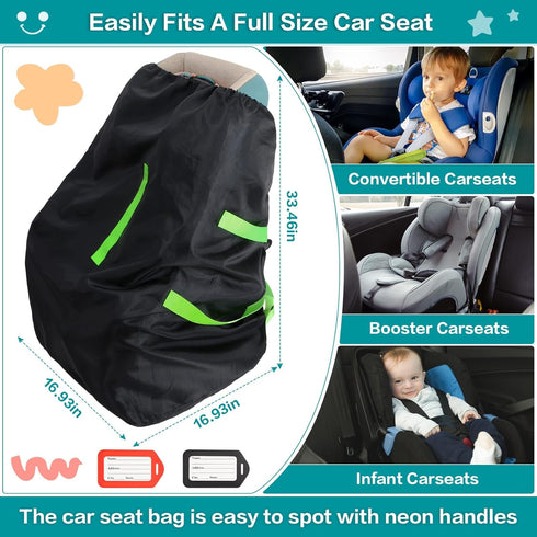 Sublaga 2pcs Waterproof Car Seat Bags For Airplane Travel, Durable Carseat Cover For Air Travel Car Seat Travel Bag