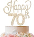 LINGTEER Happy 70th Birthday Gold Rhinestone Cake Topper, Cheers to 70th Birthday Party Decorations