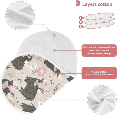 decor gift 4 Pack 22x11in Cotton Burp Cloths Baby Easy Care Naughty Wooden Bison Gray washcloths for Gender Neutral