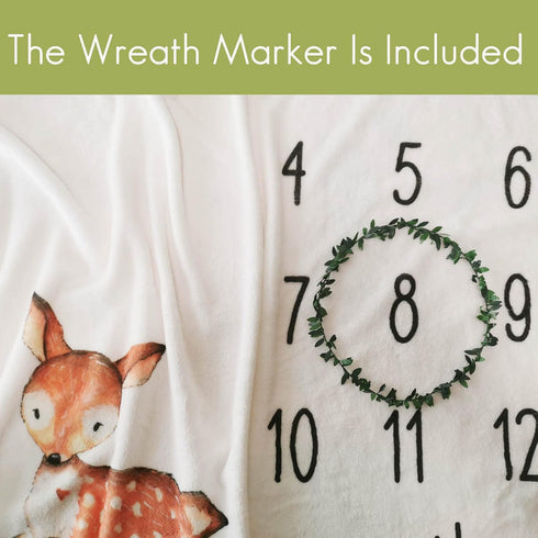 Woodland Baby Monthly Milestone Blanket, Woodland Animals Growth Chart, 50"x40" for New Moms
