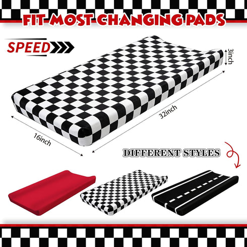 Xihaian 3 Pack 32'' 16'' Racing Baby Changing Pad Covers, Racing Transportation Changing Table Cover for Baby, x Safe