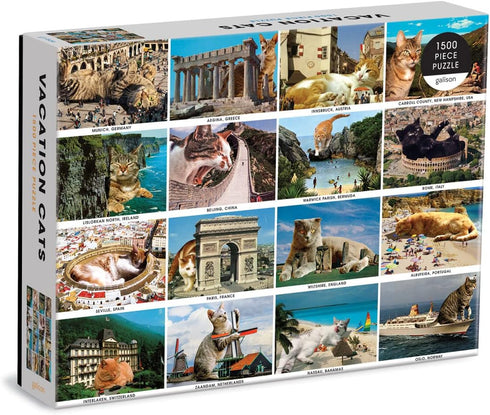 Vacation Cats 1500 Piece Puzzle: Galison, Features Cats in Famous Locations, Great Gift for Cat Lovers