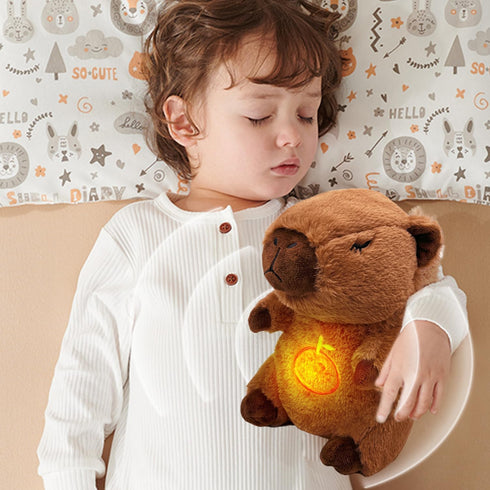 Capybara Breathing Stuffed Animal, Anxiety Relief Capybara Sleeping Plush with Realistic Breathing Motion and Soothing