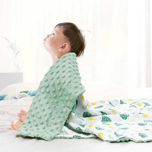 david's kids Muslin Baby Blanket for Boys Girls, Soft Lightweight Blanket with Muslin Cotton Front, Dotted Fleece Backing, Breathable Receiving Blanket for Newborns, 30x40 Inches, Leaf by david's kids