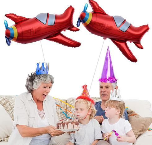LYST 8PCS Red Airplane Helicopter Plane Foil Balloon Aviator Adventure Themed For Baby Shower Birthday Theme Party