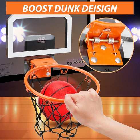 Pro Indoor Mini Basketball Hoop Set for Kids & Adults, Over Door Automatic Scoring