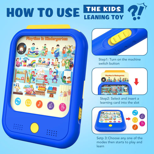 Qiaojoy 2-5 Kids Learning Tablet Educational Learning Pad for Toddlers to Learn Alphabets, Numbers, Foods, Time, Music